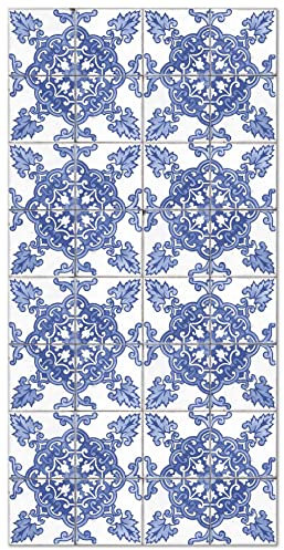 Panorama Tapis Vinyle du Sol Cuisine Salle de Bain - Différentes Tailles - (Carreaux Ciments Cordoue Bleu 60x110 cm)