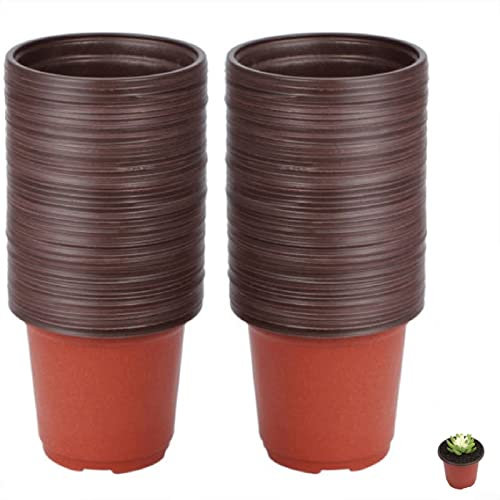 Oniissy Macetas de plástico para exteriores con tapa, paquete de 500 macetas pequeñas de 9 cm, macetas de cultivo para jardín multifuncional