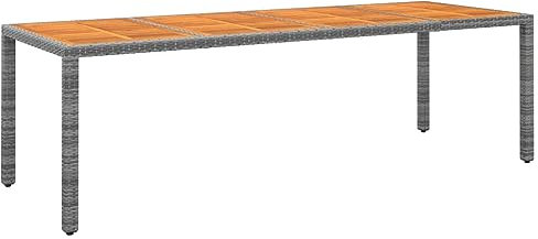 vidaXL Gartentisch, Garten Esstisch Stahlrahmen, Terrassentisch Rechteckig, Gartenmöbel Tisch, Grau 250x100x75cm Poly Rattan Massivholz Akazie