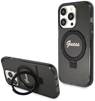 Guess iPhone 15 Pro Max Back Cover case Compatible with Magsafe and iPhone 15 Pro Max Script Logo - Schwarz
