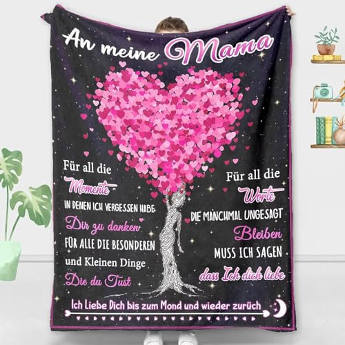 ACCZ Kuscheldecke Flauschige Personalisierte Decke Geschenke An Meine Mama, Sohn für Mutter Luftpost Positiv Ermutigen Decke(deutsch), Super Weiche Decke Flanell, 150 * 220 cm