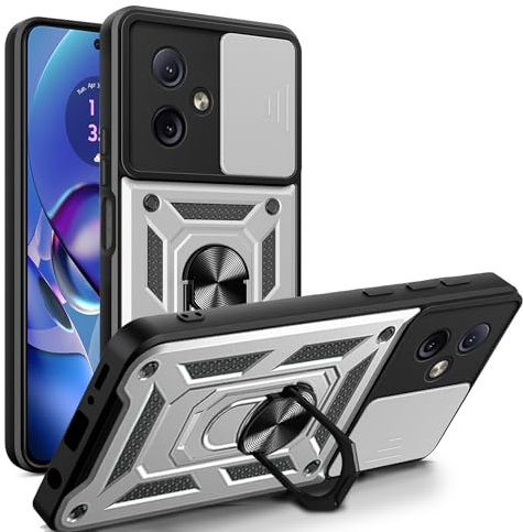 betterfon Handyhülle Kompatibel mit Motorola Moto G54 | Stoßfest & Kratzfest | Mit Kameraschutzring, Anti-Fingerabdruck & robuster Panzer-Design | Silber