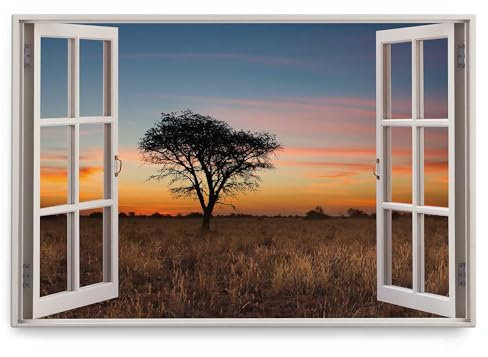 Paul Sinus Wandbild 120x80cm Fensterbild Abendrot Natur Landschaft roter Himmel Sonnenuntergang