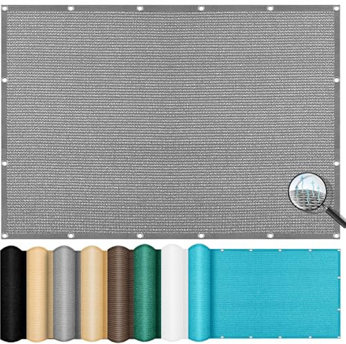 Balkonbespannung Reißfest 1 x 3 m, HDPE Wetterbeständig Atmungsaktiv, Sonnensegel Rechteckig Sonnenschutz, Sonnensegel Shade Sails, für Balkon Garten, Hellgrau