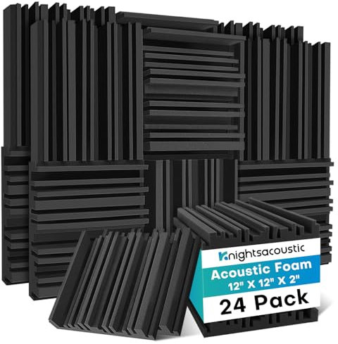 Knightsacoustic Akustikschaumstoff Akustikpaneele 24 Stück, Schalldämmung Wand Schallabsorber Akustikschaumstoff-Matten für Tonstudio, Podcasts, Youtube-Zimmer, 30 x 30 x 5 cm Anthrazit