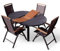 ALEOS. Gartengarnitur Gartenset Aluminium Teak Set mit rundem Ausziehtisch 120cm auf 160cm ausziehbar + 4 Hochlehner anthrazit Trinidad