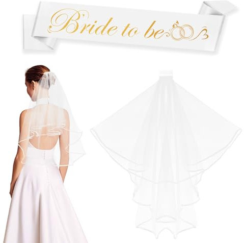 JGA Deko JGA Accessoires Frauen Schleier Braut Schleier Bride to Be Schärpe Weißer Schleier Mit Kamm Junggesellenabschied Frauen Bride to Be Deko JGA Frauen Bachelorette Party Accessories JGA Geschenk