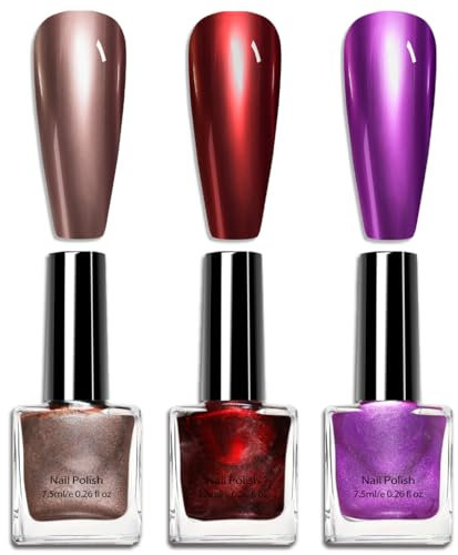 Metallic Chrome Mirror Nail Polish Set - Quick Dry, No UV Needed, Silver Plating Effect for Nail Art (Set 1)