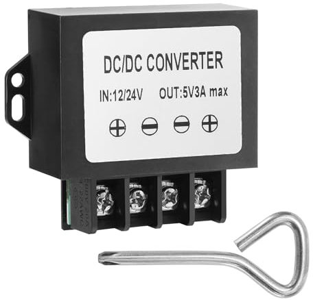 Mzhou 12V / 24V à 5V 3A 15W transformateur IP67 - convertisseur DC étanche avec Tournevis - pour Camion/Camping - Car/Solaire/Bateau/bâtiment - imperméable à l'eau/à la poussière