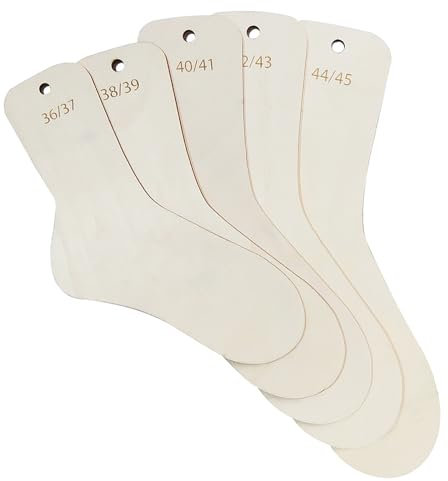 YFaith 5 Stück Sockenlineal zum Stricken, Sockenbrett Größen 36-45, Sockenbretter mit Größenangabe, Socken Stricken Holz für Erwachsene