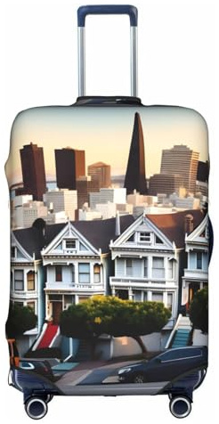 YHBLYKXP San Francisco Trolley-Koffer-Schutzhülle, modischer Koffer-Schutz, versteckter Reißverschluss, Weiss/opulenter Garten, Large