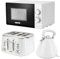Geepas Electric Kettle 4 Slice Bread Toaster & Microwave Kitchen Set | 3000W 1.5L Traditional Pyramid Kettle 1750W Toaster with 7 Level Browning Control | 700W Solo Manual Dial Microwave 20L | White