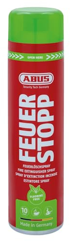 ABUS Feuerlöschspray Feuerstopp AFS625 fluorfrei - handlicher Feuerlöscher gegen Entstehungsbrände der Brandklassen 5A und 5F - lange haltbar - Made in Germany - für Haushalt, Küche, Camper und Grill