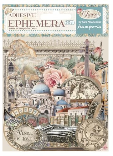 Stamperia - Ephemera for Scrapbooking, Albums, Card Making, Bullet Journalling and More, Adhesive Paper Cut Outs, Easy to Apply, Perfect for Hobbies, Crafts, and Gifting (Venice, City of Art)