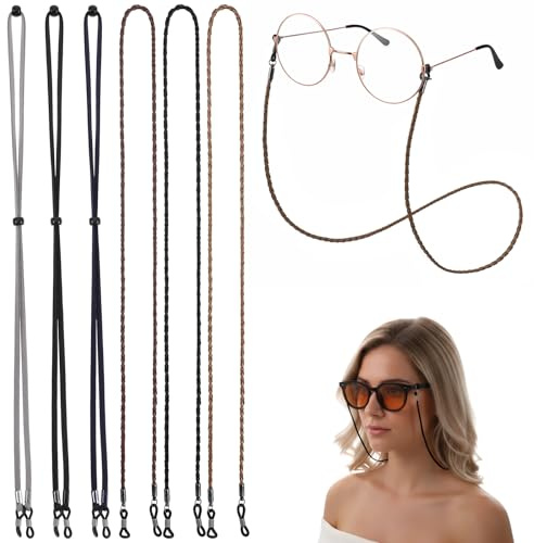 Ouligay 6 Stück Brillenband Aus Leder Für Damen Und Herren Universal Brillenkette Einstellbarer Brillenbänder Rutschfeste Brillenschnur Sonnenbrillenband Für Lesebrille Schutzbrille