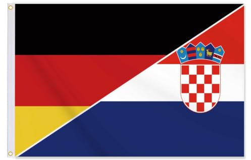 2x3 FT Kroatien Deutschland Flagge,Mittelgroße kroatische Flaggen,24x36 Zoll doppelt gedrucktes langlebiges Banner,150D dicke Polyester Outdoor Dekorationen mit 2 Messing Grommet(Croatia+DE,M)