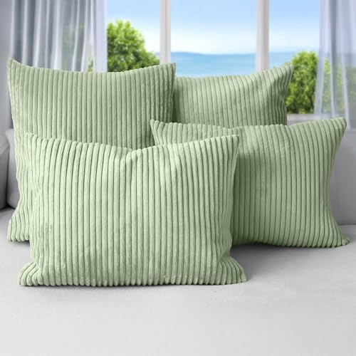 Amilian Dekokissen 4er Set mit Füllung – Sofakissen Set 2x 45x45 cm & 2x 35x45 cm – Weiche Zierkissen, Couchkissen für Sofa - Blattpoesie