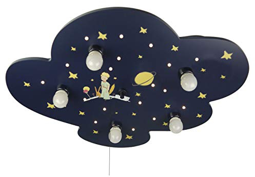 LED Kinder Deckenleuchte XXL KLEINER PRINZ, Zugschalter für LED-Schlummerlicht bringt den Sternenhimmel ins Kinderzimmer!