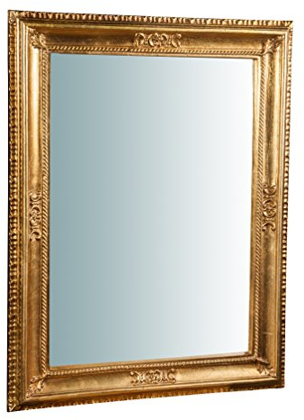 Biscottini Barock Spiegel Gold groß 87x4x67 cm Made in Italy | Badezimmer Spiegel landhausstil | Spiegel Wand mit Holz Rahmen | Wandspiegel Gold