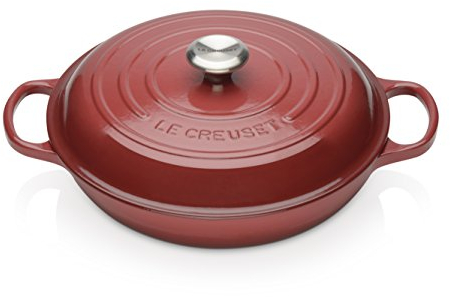 Le Creuset Signature Enamelled Cast Iron Shallow Casserole Dish With Lid, 30 cm, 3.2 Litres, Burgundy, 21180307502430