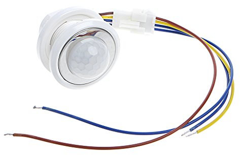 Détecteur de mouvement infrarouge à LED 40 mm avec temporisation réglable de Runrain en blanc