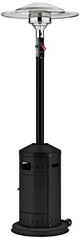 FAVEX - Parasol Chauffant Profi Noir Ecoline - Extérieur - Prêt à l'emploi livré avec Tuyau et détendeur - 3 à 8 KW - 12 m² - Mât rétractable - 76 x 76 x 230 cm