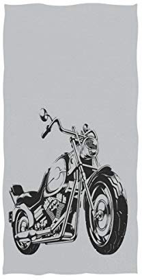 Naanle Stilvolle Motorrad-Silhouette, weich, sehr saugfähig, groß, dekorative Handtücher, Mehrzweck-Handtücher für Badezimmer, Hotel, Fitnessstudio und Spa (40,6 x 76,2 cm, Grau)