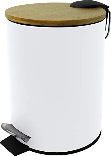 Helit H2404405 - Poubelle à pédale „the bamboo“ 3 L blanche