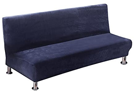 PETCUTE Sofabezug ohne armlehne futonbezug Stretch sofahusse ohne armlehne sofaüberwurf schlafsofa bezug ohne armlehne Dunkelblau