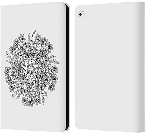 Head Case Designs Offizielle Haroulita Mandala Schwarz Und Weiss 5 Leder-Wallet-Hülle Kompatibel mit Apple iPad Air 2 (2014)