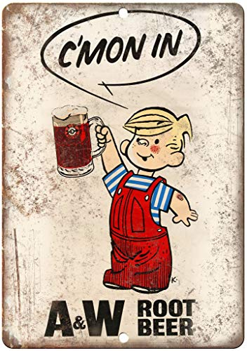 None Brand A & W Root Beer Dennis The Menace Retro Wanddekoration Metall Blechschild bemalt Kunst Poster Dekoration Plakette Warnung Cafe Garage Party Spiel Zimmer Türschilder