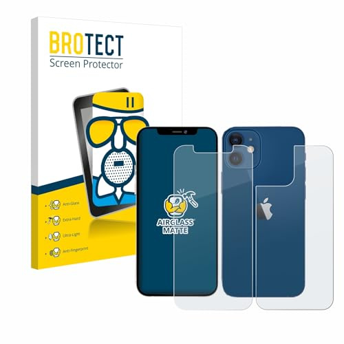 BROTECT Schutzglas für Apple iPhone 12 | (Display+Rückseite) Entspiegelnder Displayschutz Made in Germany Schutzfolie Matt9H Anti-Fingerprint Einfache Montage
