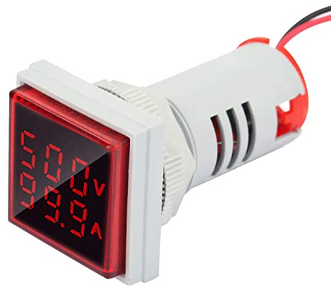 MOUMOUTEN LED Anzeigelampe Strommessgerät AC0-100A 60-500V Spannungsprüfer | Stromdetektor 22mm Dual Display Panel Voltmete Amperemeter Unterputz-Panel,Voltimeter（Rot）