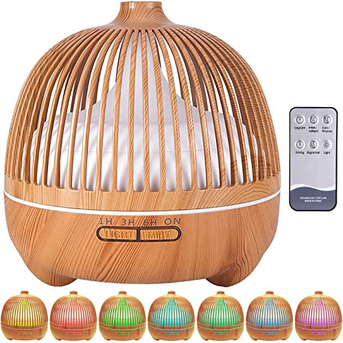 VIPNAJI 550ml Aroma Diffuser für Duftöle, Premium Ultraschall Luftbefeuchter Aromatherapie Öle Diffusor mit 7-farbigem LED-Licht, BPA-Free, 30dB Ultra Leise,mit Timer,Auto-Off,Schlafzimmer, Büro,Spa