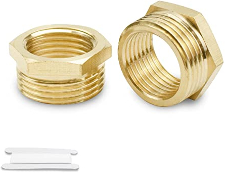 Bwintech 2 Stück 1/2 Innengewinde auf 3/4 Außengewinde BSP Gewinde Messing Sechskantbuchsen Reduzierverbinder für die Umwandlung von Rohrverbindungen