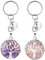 iYInJuan 2 Stücke Schlüsselanhänger, Lebensbaum Schlüsselanhänger, Natürlich Edelstein Lebensbaum Chakra Heilsteine Reiki Keychain Glückbringer Keychain Schmuck, Purpur, Rosa