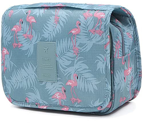 Travel Toiletry Bag, Hanging Toiletries Wash Bag Makeup Cosmetic Organizer Bags for Women Girls Kids Waterproof Foldable (Flamingo)