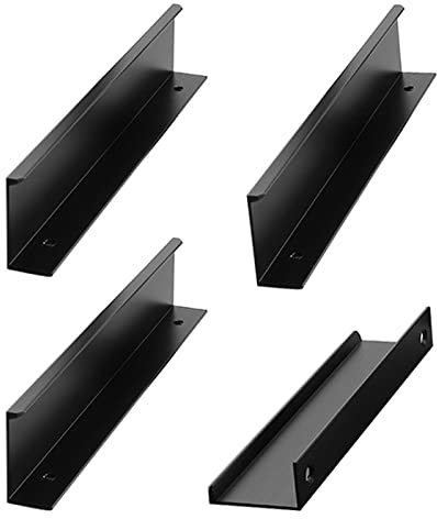 KGUDYS 4pcs Modern Style Invisible handle, Finger Edge Pull handle,Concealed Cabinet Handles, Aluminum Alloy Door Handle, Black Invisible Handle for Kitchen, Closet, Shoe Cabinet,500mm/19.7in