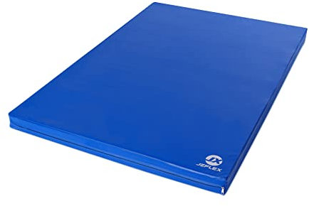 Jeflex - blaue Weichbodenmatte & Turnmatte 150 x 100 x 8 cm MADE IN GERMANY/faltbare Gymnastikmatte/platzsparende Fitnessmatte & faltbare Yogamatte/dicke Sportmatte für Kinderzimmer