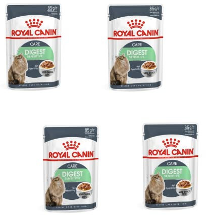 Royal Canin Digest Sensitive Nassfutter | 4er Pack | 4 x 12 x 85g | Alleinfuttermittel für ausgewachsene Katzen | Kann dabei helfen zur Reduzierung von Stuhlgeruch beizutragen