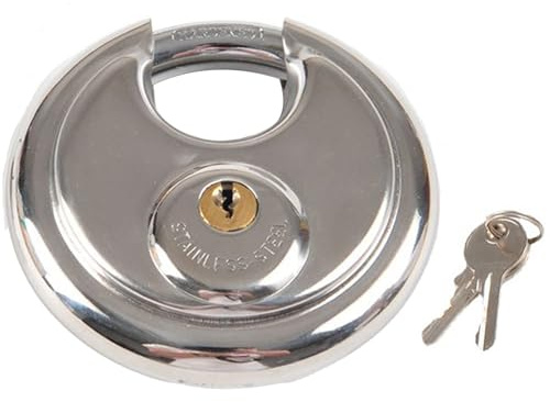 HISports Lucchetti antifurto per rimorchi Lucchetto antifurto a grillo rotondo da 70 mm con chiave Lucchetto a disco in acciaio inox per rimorchi auto Lucchetto rotondo