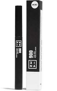 3INA MAKEUP - The 24H Pen Eyeliner 900 (mini) - Schwarz Flüssig Eyeliner 24h Langhaltende Matte Eyelinerstift mit Präzision Spitze- Hochpigmentiert Flüssig liner - Reisegröße - Vegan - Cruelty Free
