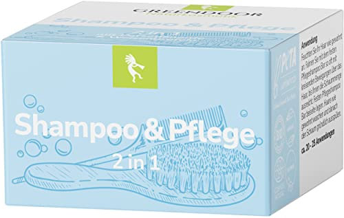 GREENDOOR Shampoo & Pflege 75g, festes mildes Bio Haarshampoo & integrierter Haar Conditioner, Naturkosmetik ohne Palmöl Silikone, natürliche Haarpflege für trockenes Haar