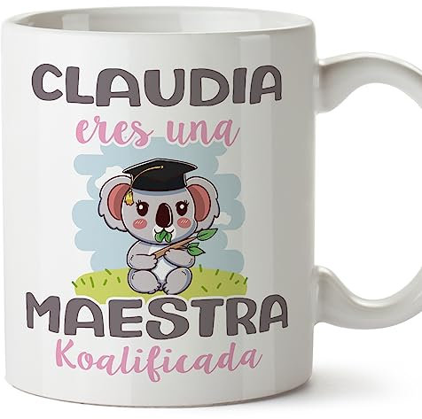 MUGFFINS Tazas Personalizadas para MAESTRA - En Español - Koalificados Personalizados - 11 oz / 330 ml - Regalo Personalizable original y divertido