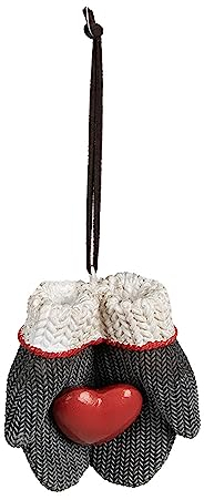 Clayre & Eef Weihnachtsanhänger Handschuhe 8x5x9 cm Grau Polyresin Weihnachtsbaumschmuck