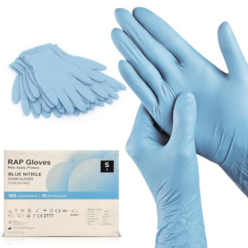 RAP Blue Nitrile Disposable Gloves Small Pack of 1000 Powder Free Food Safe | Latex free examination grade, textured fingertips, bulk carton for cleaning, care, catering, salon and trade use