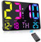 AIMMIE Digital Wall Clock with Remote Control & Wall Light, Digital Alarm Clock 13inch LED Digital Clock with Date/Day, 12/24H, Temperature/Adjustable Brightness Desktop Alarm Clock for Home Office