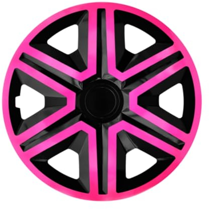 Luckyberg Radkappen 14 Zoll Action | Zierkappen in vielen Farben, Radzierblenden 4er-Set für die meisten Automarken und Stahlfelgen. Felgenabdeckung für Autofelgen. (14 - ROSA/SCHWARZ)