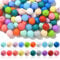 UR URLIFEHALL 100 Pcs Silicone Beads 15mm Round Rubber Craft Beads Colourful Silicone Loose Beads for Jewellery Making DIY Crafts Gift Decor