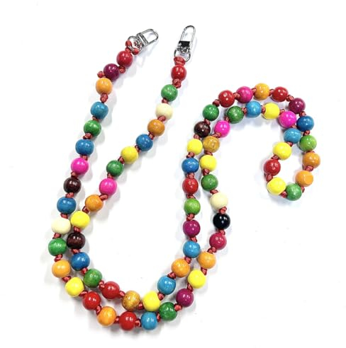 Wambere Universal Holzperlen Handykette SchlüsselbandKette Schlüsselkette Holz Perlen Handyband Handy Lanyard Anhänger Handy Schmuck Handyanhänger Taschenkette Beutelkette für Damen Mädchen,Bunt